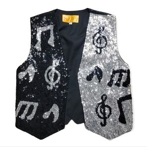 VINTAGE Sequined Vest with Music Notes